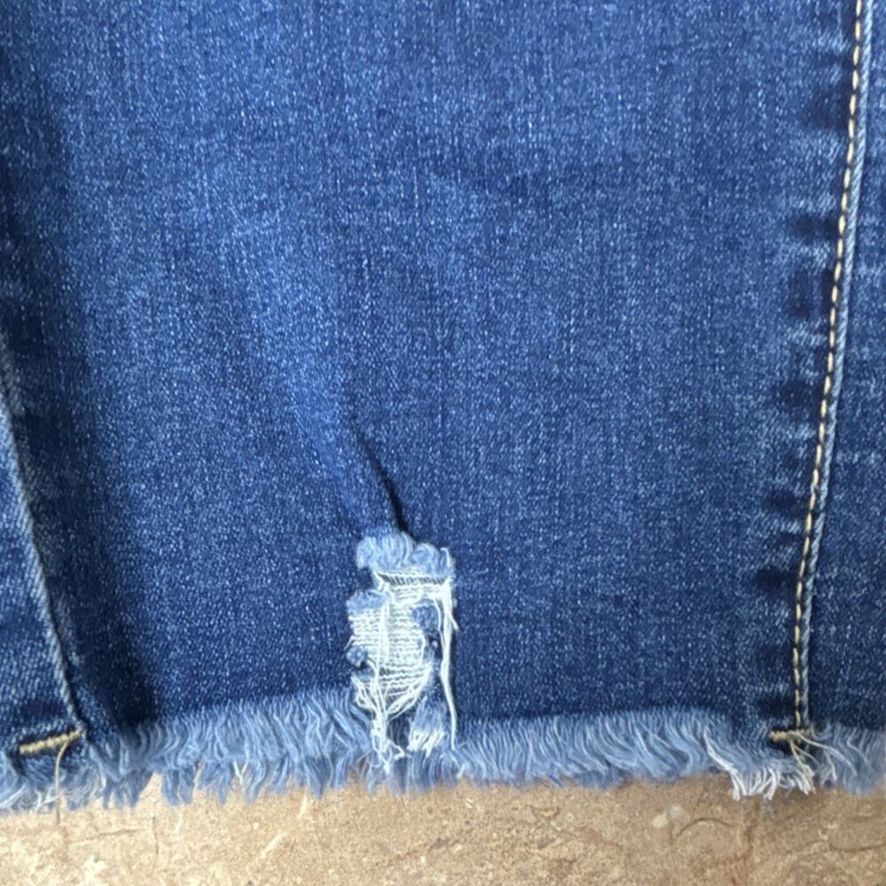 luvamia Distressed Frayed Hem Blue Denim Jeans Women Button Zip Stretch - Picture 6 of 6